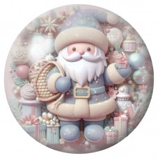 Cabochon en Verre Illustré Père Noël aux Cadeaux Pastel 12 à 25mm pour la Création de Bijoux Fantaisie - DIY