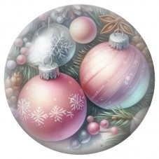 Cabochon en Verre Illustré Boules de Noël Roses et Bleues 12 à 25mm pour la Création de Bijoux Fantaisie - DIY