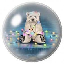 Cabochon en Verre Illustré Ours Polaire aux Guirlandes de Noël 12 à 25mm pour la Création de Bijoux Fantaisie - DIY