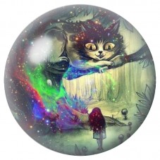 Cabochon en Verre Illustré Chat du Cheshire Cosmique 12 à 25mm pour la Création de Bijoux Fantaisie - DIY