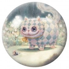 Cabochon en Verre Illustré Petit Chat du Cheshire Pastel 12 à 25mm pour la Création de Bijoux Fantaisie - DIY