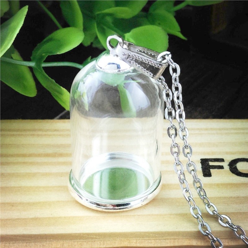 Globe en Verre avec 70 cm de Chaîne Socle et Attache Argentés 28x18mm