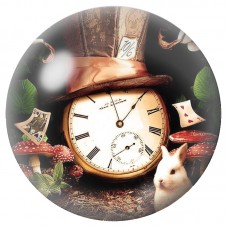 Cabochon en Verre Illustré Horloge du Chapelier et Cartes 12 à 25mm pour la Création de Bijoux Fantaisie - DIY