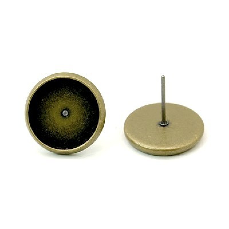 5 Paires de Supports Boucles d’Oreilles Puces Bronze pour Cabochon 12mm