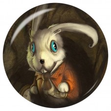 Cabochon en Verre Illustré Petit Lapin Blanc en Habit Orange 12 à 25mm pour la Création de Bijoux Fantaisie - DIY