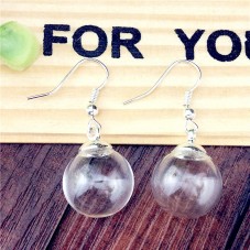 1 Paire de Boucle d'Oreille Crochet Globe en Verre Argenté 16x4mm pour la Création de Bijoux Fantaisie - DIY