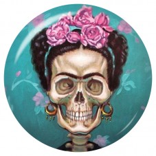 Cabochon en Verre Illustré Frida Kahlo Squelette aux Roses 12 à 25mm pour la Création de Bijoux Fantaisie - DIY