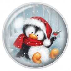 Cabochon en Verre Illustré Pingouin à l’Écharpe Rouge 12 à 25mm pour la Création de Bijoux Fantaisie - DIY