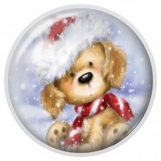 Cabochon en Verre Illustré Chiot au Bonnet et Foulard de Noël 12 à 25mm pour la Création de Bijoux Fantaisie - DIY
