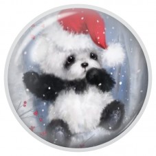 Cabochon en Verre Illustré Panda au Bonnet de Noël 12 à 25mm pour la Création de Bijoux Fantaisie - DIY