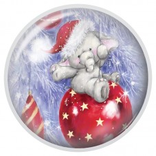 Cabochon en Verre Illustré Éléphant sur Boule de Noël Rouge 12 à 25mm pour la Création de Bijoux Fantaisie - DIY