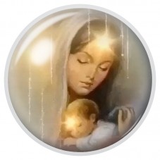 Cabochon en Verre Illustré Vierge et Enfant à la Lumière Dorée 12 à 25mm pour la Création de Bijoux Fantaisie - DIY