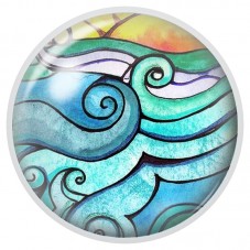 Cabochon en Verre Illustré Vagues au Soleil Couchant 12 à 25mm pour la Création de Bijoux Fantaisie - DIY