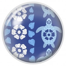 Cabochon en Verre Illustré Tortues et Fleurs Blanches 12 à 25mm pour la Création de Bijoux Fantaisie - DIY