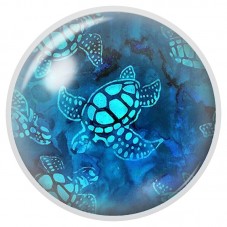 Cabochon en Verre Illustré Tortue Turquoise dans le Grand Bleu 12 à 25mm pour la Création de Bijoux Fantaisie - DIY
