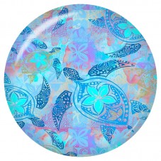 Cabochon en Verre Illustré Tortue Mandala Turquoise 12 à 25mm pour la Création de Bijoux Fantaisie - DIY