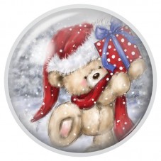 Cabochon en Verre Illustré Ourson au Cadeau et Bonnet Pointu 12 à 25mm pour la Création de Bijoux Fantaisie - DIY