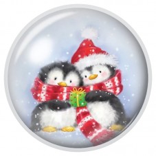 Cabochon en Verre Illustré Duo de Pingouins de Noël 12 à 25mm pour la Création de Bijoux Fantaisie - DIY