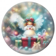 Cabochon en Verre Illustré Petit Ange aux Paquets Cadeaux 12 à 25mm pour la Création de Bijoux Fantaisie - DIY
