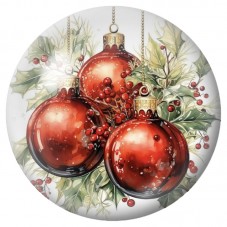Cabochon en Verre Illustré Boules Rouges de Noël 12 à 25mm pour la Création de Bijoux Fantaisie - DIY