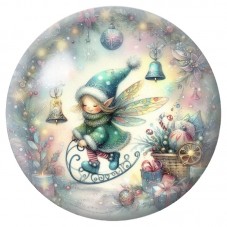 Cabochon en Verre Illustré Lutin sur son Traîneau 12 à 25mm pour la Création de Bijoux Fantaisie - DIY