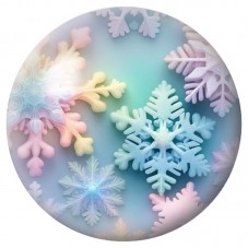 Cabochon en Verre Illustré Flocons Pastel 12 à 25mm pour la Création de Bijoux Fantaisie - DIY