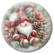 Cabochon en Verre Illustré Gnome aux Fleurs d’Hiver 12 à 25mm pour la Création de Bijoux Fantaisie - DIY