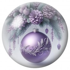 Cabochon en Verre Illustré Boule de Noël Violette 12 à 25mm pour la Création de Bijoux Fantaisie - DIY