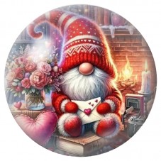 Cabochon en Verre Illustré Gnome de Noël au Coin du Feu 12 à 25mm pour la Création de Bijoux Fantaisie - DIY