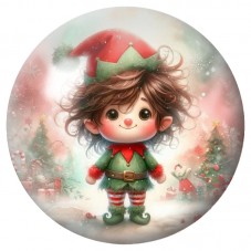 Cabochon en Verre Illustré Petit Lutin de Noël 12 à 25mm pour la Création de Bijoux Fantaisie - DIY