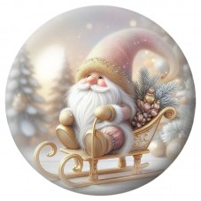 Cabochon en Verre Illustré Père Noël sur son Traîneau 12 à 25mm pour la Création de Bijoux Fantaisie - DIY