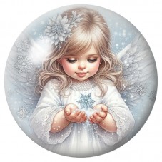 Cabochon en Verre Illustré Fillette au Flocon de Neige 12 à 25mm pour la Création de Bijoux Fantaisie - DIY
