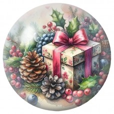 Cabochon en Verre Illustré Cadeau Fleuri de Noël 12 à 25mm pour la Création de Bijoux Fantaisie - DIY
