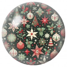 Cabochon en Verre Illustré Motifs de Noël sur Fond Vert 12 à 25mm pour la Création de Bijoux Fantaisie - DIY