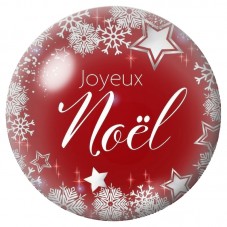 Cabochon en Verre Illustré Joyeux Noël sur Fond Rouge 12 à 25mm pour la Création de Bijoux Fantaisie - DIY