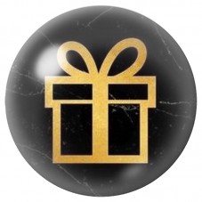 Cabochon en Verre Illustré Cadeau Doré sur Fond Noir 12 à 25mm pour la Création de Bijoux Fantaisie - DIY