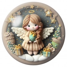 Cabochon en Verre Illustré Petit Ange aux Cadeaux 12 à 25mm pour la Création de Bijoux Fantaisie - DIY