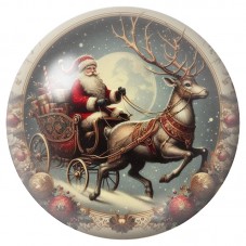 Cabochon en Verre Illustré Père Noël en Traîneau Vintage 12 à 25mm pour la Création de Bijoux Fantaisie - DIY
