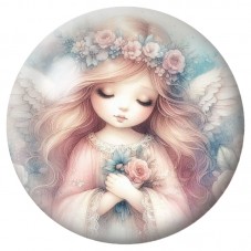 Cabochon en Verre Illustré Fillette Rêveuse à la Rose 12 à 25mm pour la Création de Bijoux Fantaisie - DIY