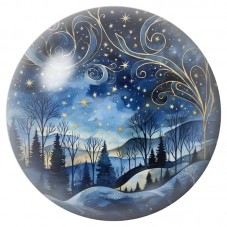 Cabochon en Verre Illustré Nuit d’Hiver aux Volutes Dorées 12 à 25mm pour la Création de Bijoux Fantaisie - DIY