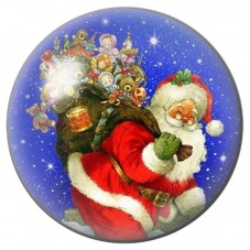 Cabochon en Verre Illustré Père Noël Portant le Sapin 12 à 25mm pour la Création de Bijoux Fantaisie - DIY