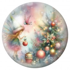 Cabochon en Verre Illustré Cerf devant le Sapin Aquarelle 12 à 25mm pour la Création de Bijoux Fantaisie - DIY