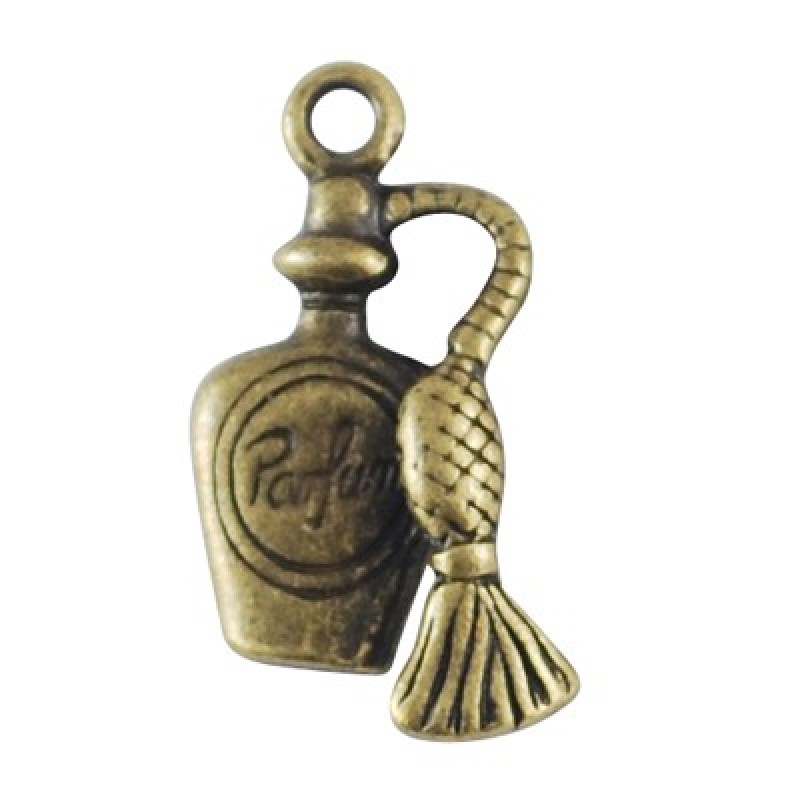 4 Breloques Bouteille de Parfum Bronze 20x10mm