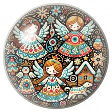 Cabochon en Verre Illustré Anges de Noël Folk 12 à 25mm pour la Création de Bijoux Fantaisie - DIY