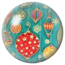 Cabochon en Verre Illustré Boules de Noël Vintage Turquoise 12 à 25mm pour la Création de Bijoux Fantaisie - DIY