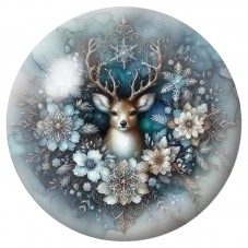 Cabochon en Verre Illustré Cerf dans une Couronne Givrée 12 à 25mm pour la Création de Bijoux Fantaisie - DIY