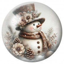Cabochon en Verre Illustré Bonhomme de Neige aux Pommes de Pin 12 à 25mm pour la Création de Bijoux Fantaisie - DIY