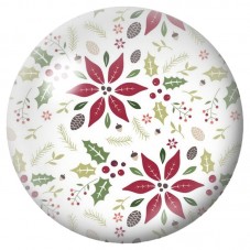 Cabochon en Verre Illustré Poinsettias et Houx 12 à 25mm pour la Création de Bijoux Fantaisie - DIY