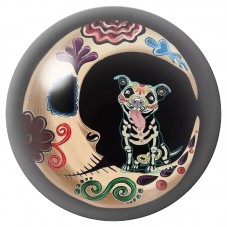 Cabochon en Verre Illustré Chien Squelette Mexicain 12 à 25mm pour la Création de Bijoux Fantaisie - DIY