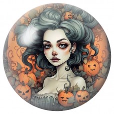 Cabochon en Verre Illustré Sorcière aux Cheveux Gris 12 à 25mm pour la Création de Bijoux Fantaisie - DIY